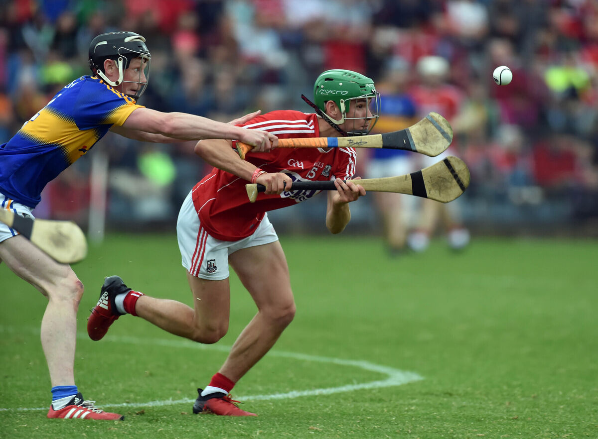 Brian Turnbull is tackled by Tipperary's Jerome Cahill at Páirc Uí Rinn. Picture: Eddie O'Hare Brian Turnbull is tackled by Tipperary's Jerome Cahill at Páirc Uí Rinn. Picture: Eddie O'Hare