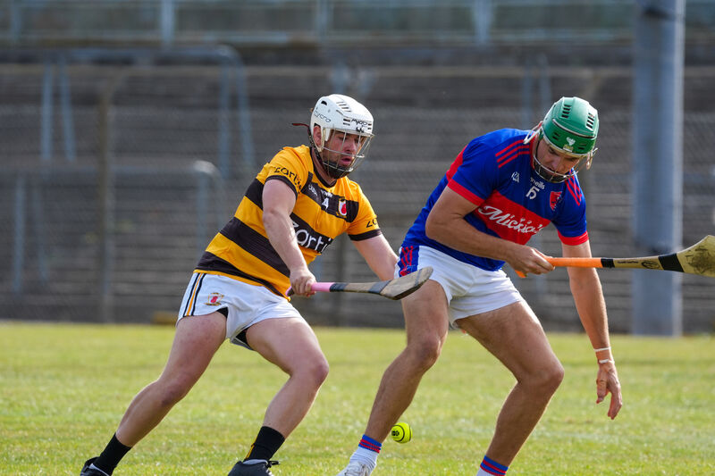 Na Piarsaigh’s Aaron Higgins ans Erins Own’s Conor Lenihan battle for possession. Picture: Noel Sweeney Na Piarsaigh’s Aaron Higgins ans Erins Own’s Conor Lenihan battle for possession. Picture: Noel Sweeney