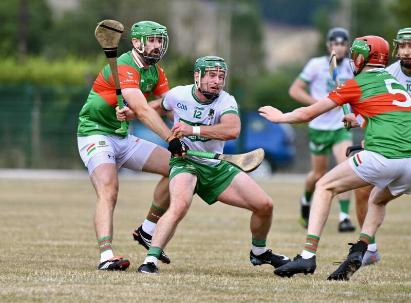  Lorcan O’Neill battles to hold possession for Kanturk at Kilworth. Picture: Larry Cummins