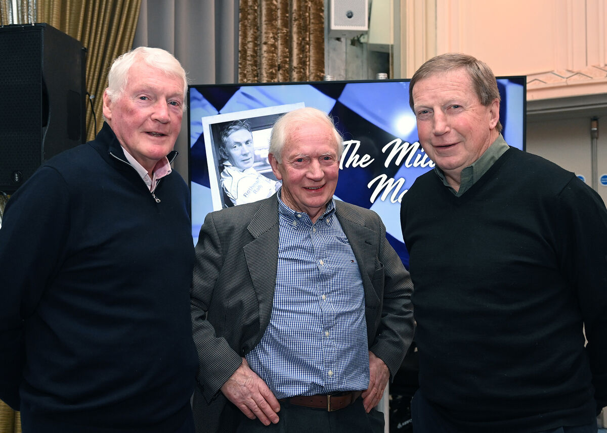 Millstreet's Billy Coleman (centre) with former Cok footballers Billy Morgan and Dinny Allen at the Billy Coleman Celebration event at the Rochestown Park Hotel that honoured Billy's success in the British Rally Championship in 1974, the first Irish driver to win the series. Picture: Martin Walsh. Millstreet's Billy Coleman (centre) with former Cok footballers Billy Morgan and Dinny Allen at the Billy Coleman Celebration event at the Rochestown Park Hotel that honoured Billy's success in the British Rally Championship in 1974, the first Irish driver to win the series. Picture: Martin Walsh.