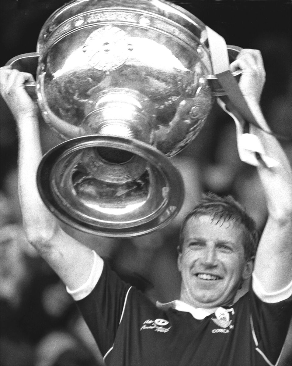 Dinny Allen lifts the Sam Maguire in 1989 after beating Mayo at Croke Park. Dinny Allen lifts the Sam Maguire in 1989 after beating Mayo at Croke Park.