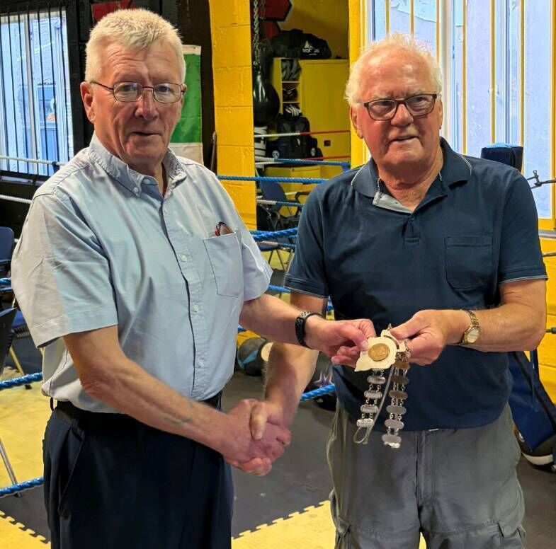 Incoming President Cork Ex-Boxers Association Dan O'Connell receives the chain of office from outgoing President Derry McCarthy MOB Incoming President Cork Ex-Boxers Association Dan O'Connell receives the chain of office from outgoing President Derry McCarthy MOB
