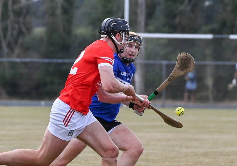  Charleville's Darragh Fitzgibbon wins possession as Sarsfields' Daniel Hogan closes in. Picture: David Keane