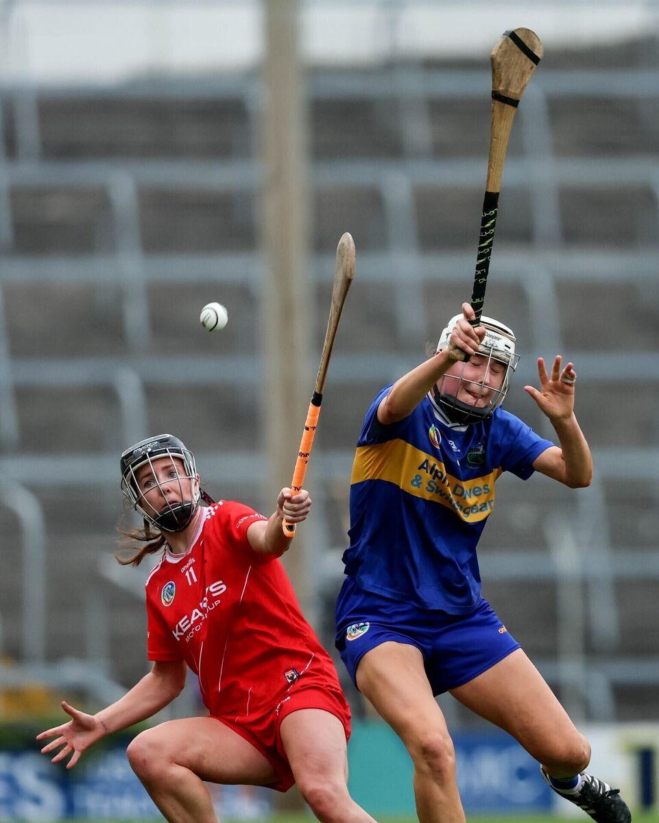 Saoirse McCarthy wins the sliotar from Caoimhe McCarthy of Tipperary. Picture: INPHO/Bryan Keane Saoirse McCarthy wins the sliotar from Caoimhe McCarthy of Tipperary. Picture: INPHO/Bryan Keane