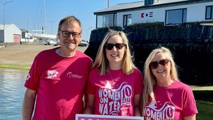 <p>Baltimore Sailing Club commodore and WOW (Women on Water) committee member Ruth Field, with Odharnait Collins, chair WOW committee, and Tom Hegarty, WOW committee member, get Baltimore ready for the Women on Water event on Thursday, August 13.</p>