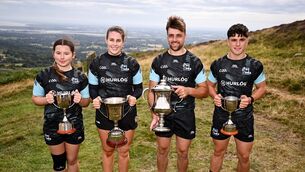 <p>From left, U16 camogie winner, Eloise McConn, senior camogie winner, Molly Lynch, senior hurling winner, Colin Ryan, and U16 hurling winner, Conor Raleigh, after the M. Donnelly GAA Poc Fada All-Ireland final at Annaverna Mountain in Cooley Peninsula, Louth. Photo by Ben McShane/Sportsfile</p> <p>From left, U16 camogie winner, Eloise McConn, senior camogie winner, Molly Lynch, senior hurling winner, Colin Ryan, and U16 hurling winner, Conor Raleigh, after the M. Donnelly GAA Poc Fada All-Ireland final at Annaverna Mountain in Cooley Peninsula, Louth. Photo by Ben McShane/Sportsfile</p>