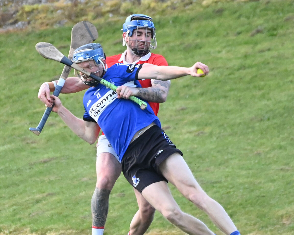 Sarsfields' Cian Darcy is tackled by Charleville's Darren Butler. Picture; Eddie O'Hare