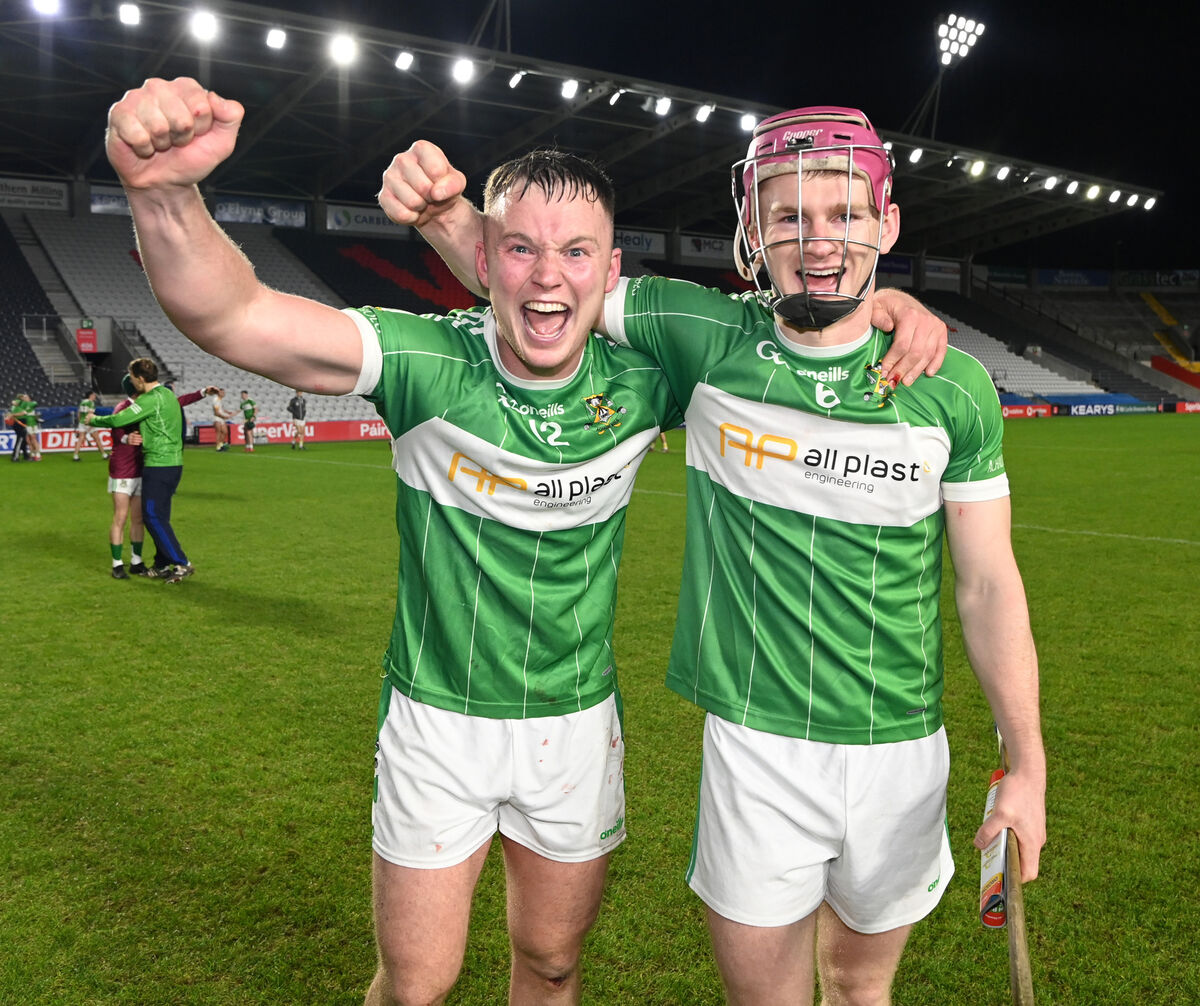 Aghabulogue players Sean Feury and Shane Tarrant after defeating Bandon in the Co-Op Superstores Intermediate 'A'HC final last year. Picture: Eddie O'Hare