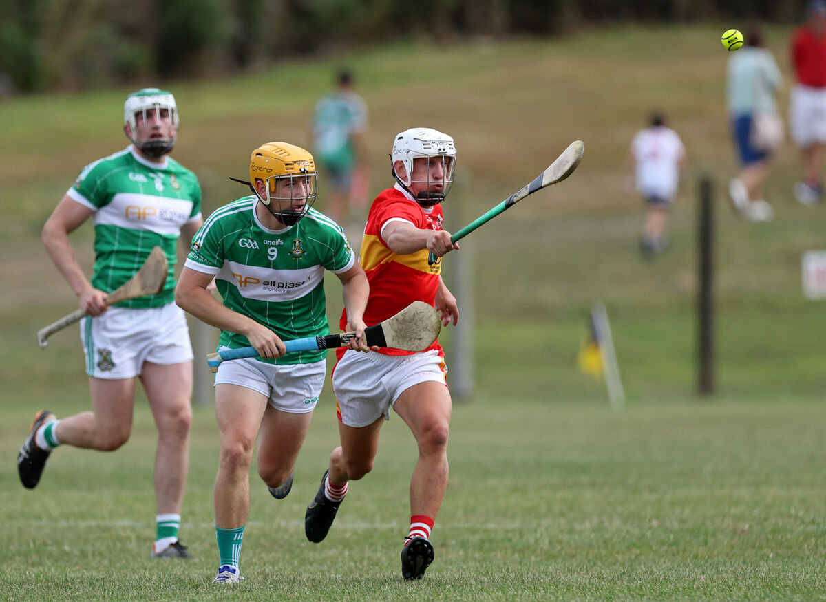  Jack Sheehan of Éire Óg battles with TJ Buckley of Aghabullogue in 2024. Picture: Jim Coughlan