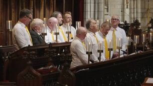 <p>Peadar Ó Riada and Cór Chúil Aodha, the west Cork Gaeltacht male choir</p> <p>Peadar Ó Riada and Cór Chúil Aodha, the west Cork Gaeltacht male choir</p>