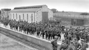 <p>Irish Army troops at Fermoy Railway Station after a training camp at Kilworth in June, 1935. John Arnold recalls visiting here shortly before its closure in the 1960s</p> <p>Irish Army troops at Fermoy Railway Station after a training camp at Kilworth in June, 1935. John Arnold recalls visiting here shortly before its closure in the 1960s</p>