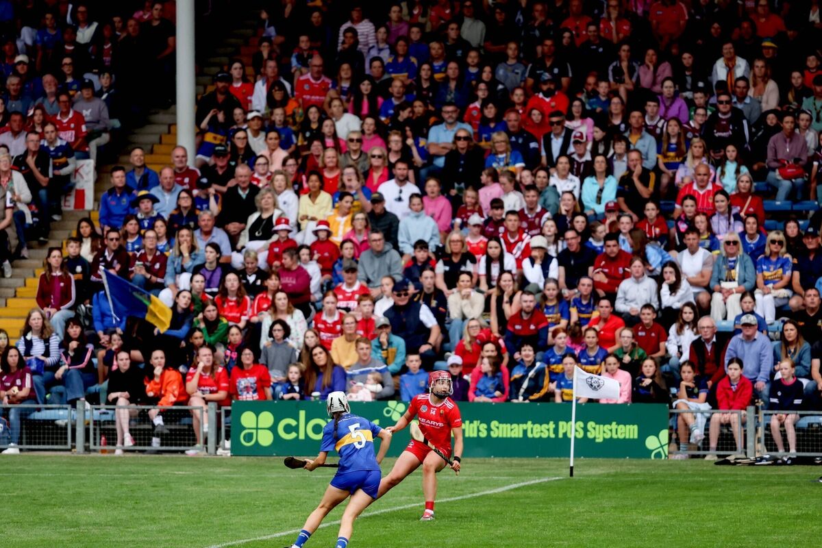 Cork's Sorcha McCartan and Caoimhe McCarthy of Tipperary in action at Semple Stadium. Picture: INPHO/Bryan Keane