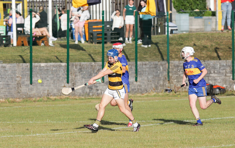 Na Piarsaigh's Luke Hurley scores the opening goal against Carrigaline. Picture: David Creedon Na Piarsaigh's Luke Hurley scores the opening goal against Carrigaline. Picture: David Creedon