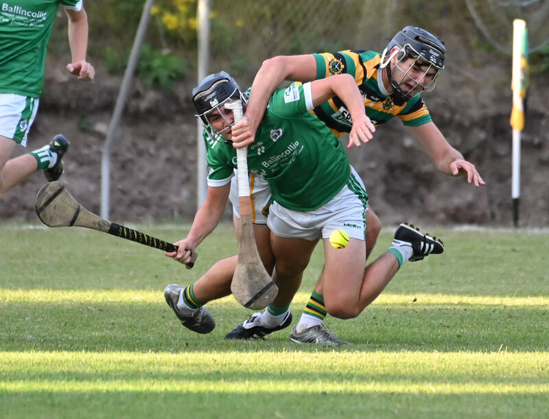 Glen Rovers' Michael Brosnan and Ballincollig's Joe Miskella tussle for the sliotar. Picture: Eddie O'Hare Glen Rovers' Michael Brosnan and Ballincollig's Joe Miskella tussle for the sliotar. Picture: Eddie O'Hare