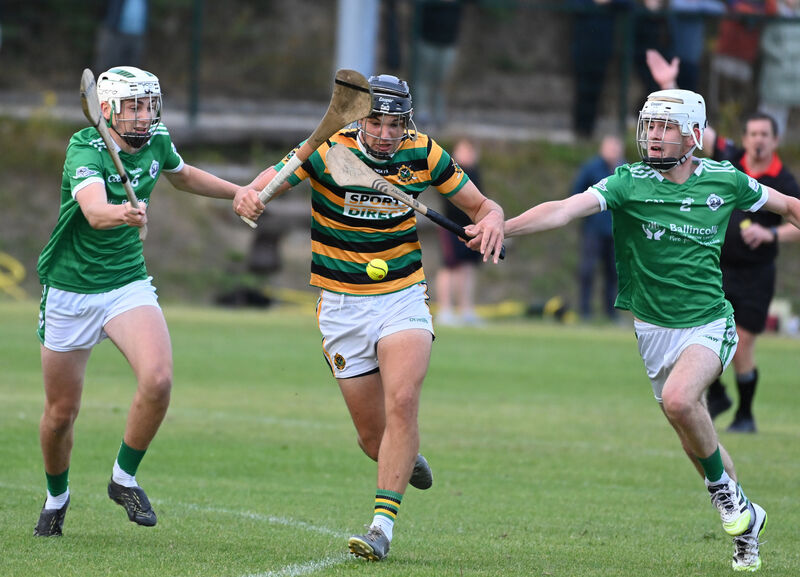Glen Rovers' Michael Brosnan is tackled by Ballincollig's Darragh Crowley and Jack Costello. Picture: Eddie O'Hare Glen Rovers' Michael Brosnan is tackled by Ballincollig's Darragh Crowley and Jack Costello. Picture: Eddie O'Hare