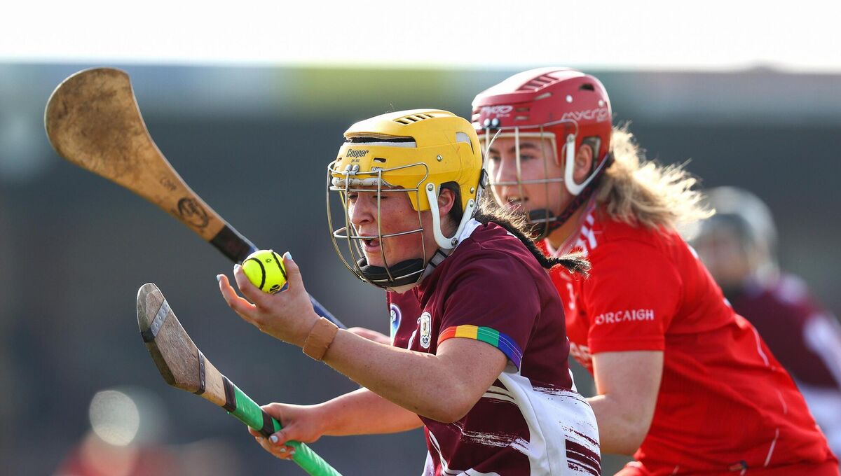 Cork's Libby Coppinger challenges Galway's Shannon Corcoran during their league clash at Kenny Park earlier in the season. Picture: INPHO/Tom O’Hanlon