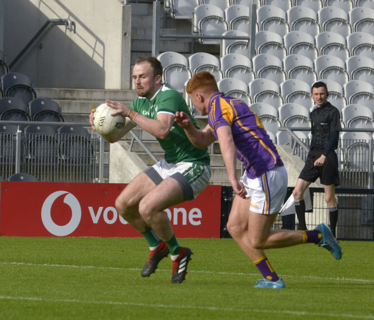 Ballincollig's Cian Dorgan tackled by Carbery's Dan Twomey in 2022. Picture: Denis Boyle Ballincollig's Cian Dorgan tackled by Carbery's Dan Twomey in 2022. Picture: Denis Boyle