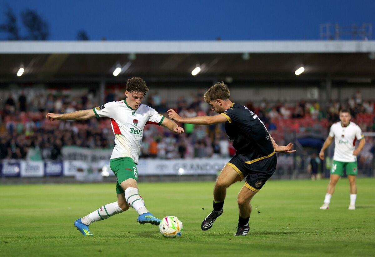 Harry Nevin of Cork City in action against Cian Brosnan of Kerry. Picture: by Michael P Ryan/Sportsfile.