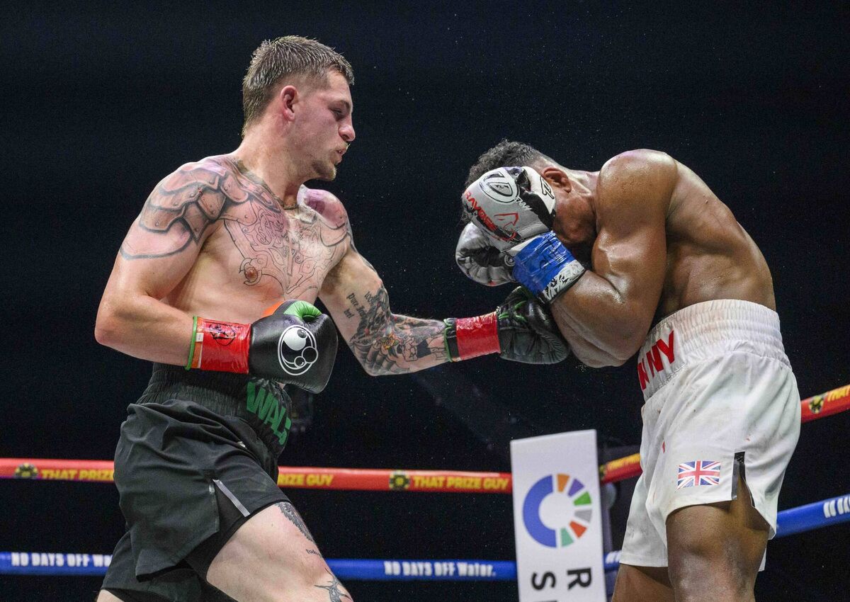 Cork's Callum Walsh in action against England's Tyler Denny during their middleweight bout at the Zuffa Boxing promotion at the 3 Arena, Dublin Picture: Doug Minihane Cork's Callum Walsh in action against England's Tyler Denny during their middleweight bout at the Zuffa Boxing promotion at the 3 Arena, Dublin Picture: Doug Minihane
