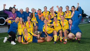 <p>Douglas Hall celebrate in capturing the CWSSL Challenge Cup following their 3-2 win over Leeside in the final played in St Colman's Park. Picture: Howard Crowdy</p> <p>Douglas Hall celebrate in capturing the CWSSL Challenge Cup following their 3-2 win over Leeside in the final played in St Colman's Park. Picture: Howard Crowdy</p>