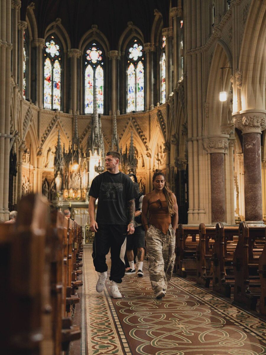 Callum Walsh with his girlfriend Tabatha Ricci in St Colman's Cathedral on their recent visit to Cobh. Callum Walsh with his girlfriend Tabatha Ricci in St Colman's Cathedral on their recent visit to Cobh.