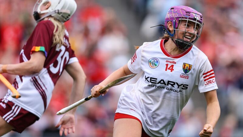 Cork's Orlaith Cahalane celebrates scoring her side's second goal. Picture: INPHO/Ben Brady