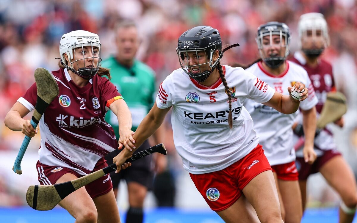 Ava Fitzgerald breaks past Rachael Hanniffy of Galway. Picture: INPHO/Ben Brady