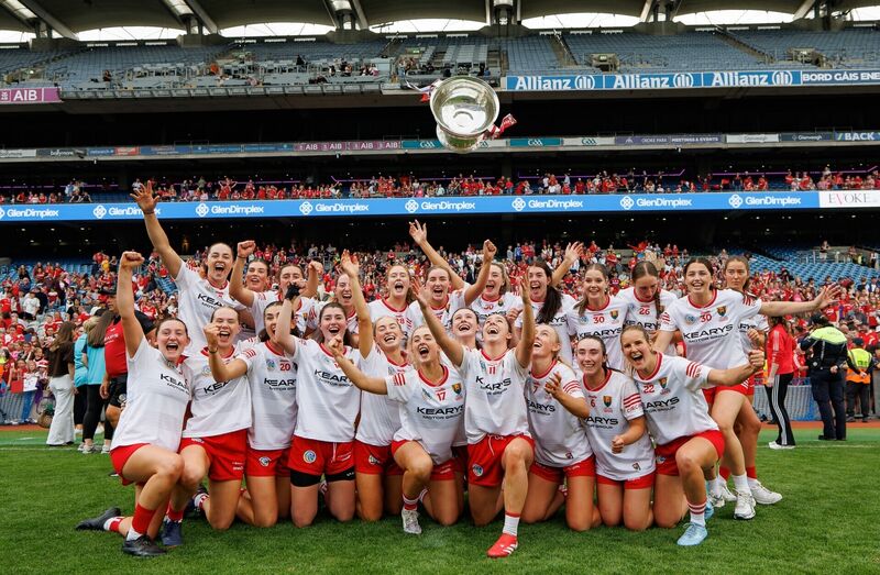Cork celebrate winning the match with the O'Duffy Cup. Picture: INPHO/Ben Brady Cork celebrate winning the match with the O'Duffy Cup. Picture: INPHO/Ben Brady