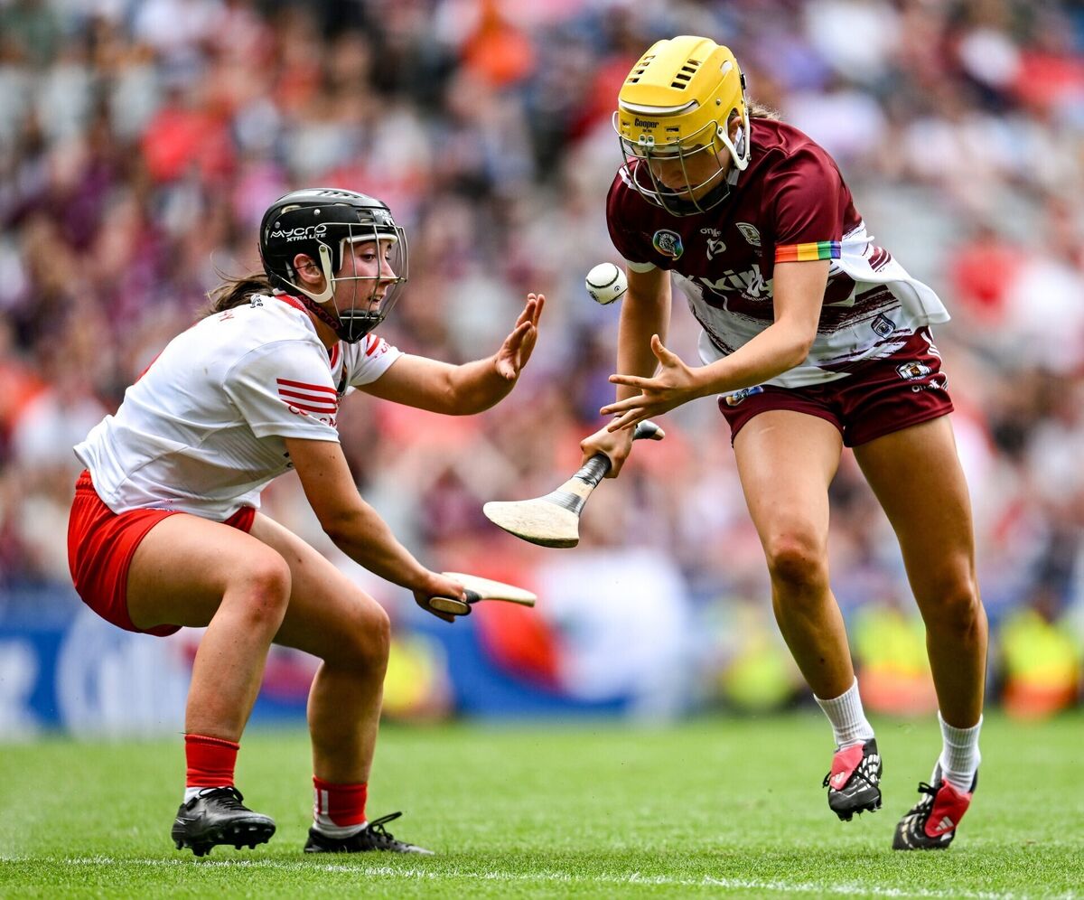 Caoimhe Kelly of Galway in action against Méabh Murphy of Cork. Picture: Paul Phelan/Sportsfile Caoimhe Kelly of Galway in action against Méabh Murphy of Cork. Picture: Paul Phelan/Sportsfile