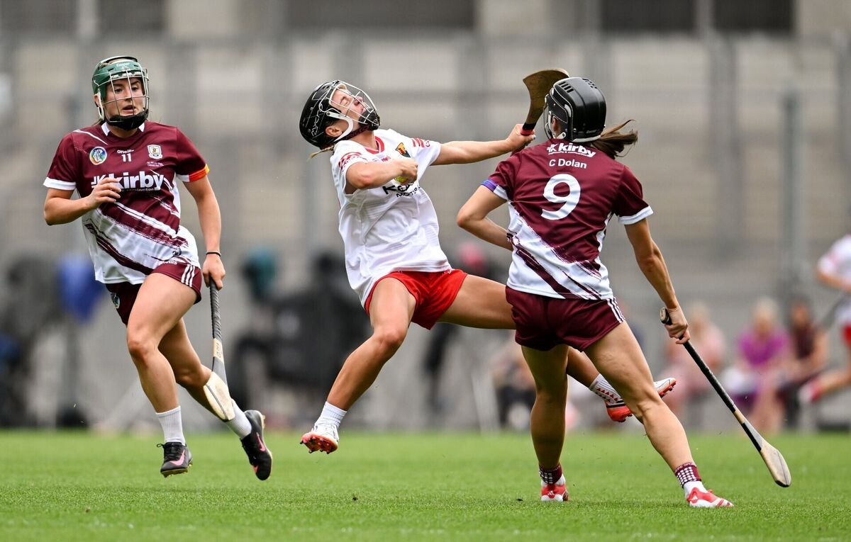 Carrie Dolan of Galway fouls Millie Condon of Cork at Croke Park. Picture: Paul Phelan/Sportsfile Carrie Dolan of Galway fouls Millie Condon of Cork at Croke Park. Picture: Paul Phelan/Sportsfile