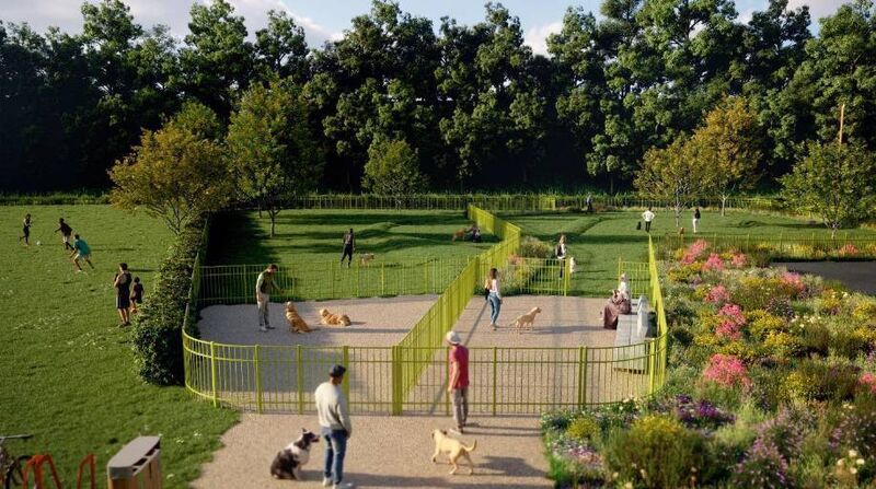 A CGI showing the proposed dog park included in a new park set to be developed in Glanmire. Picture: Cork City Council 