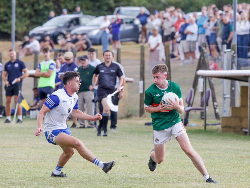 Clonakilty's Chris Kenneally tries to go around Knocknagree's Denis R O'Connor. Picture: David Creedon Clonakilty's Chris Kenneally tries to go around Knocknagree's Denis R O'Connor. Picture: David Creedon