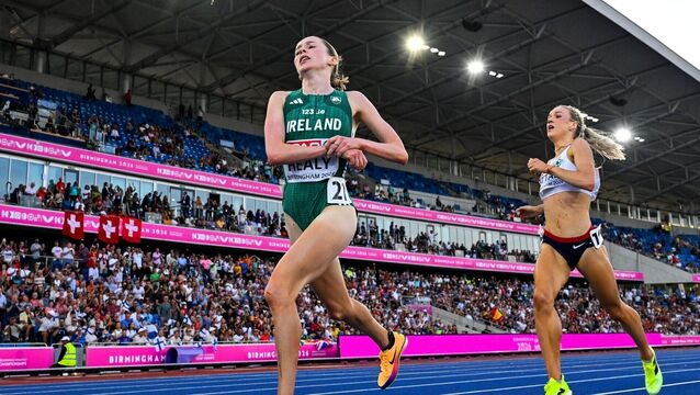 <p>Sarah Healy of Ireland reacts as she crosses the line to finish fourth in the women’s 5000m final during day two of the European Athletics Championships 2026 at Alexander Stadium in Birmingham, England. Photo by Sam Barnes/Sportsfile</p> <p>Sarah Healy of Ireland reacts as she crosses the line to finish fourth in the women’s 5000m final during day two of the European Athletics Championships 2026 at Alexander Stadium in Birmingham, England. Photo by Sam Barnes/Sportsfile</p>