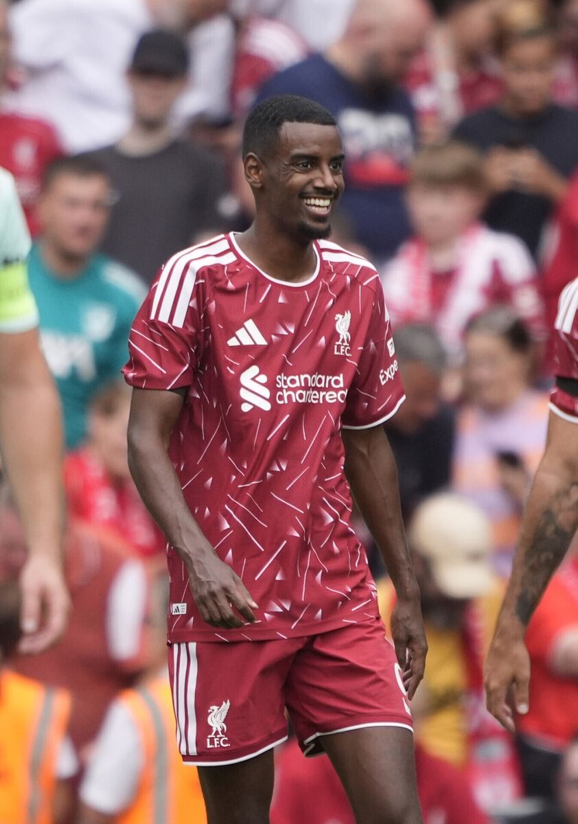 Liverpool's Alexander Isak celebrates scoring their side's first goal of the game during the pre-season friendly match at Anfield, Liverpool. Picture : Peter Byrne/PA Wire.