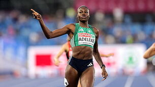 Rhasidat Adeleke celebrates winning her heat 12/8/2026