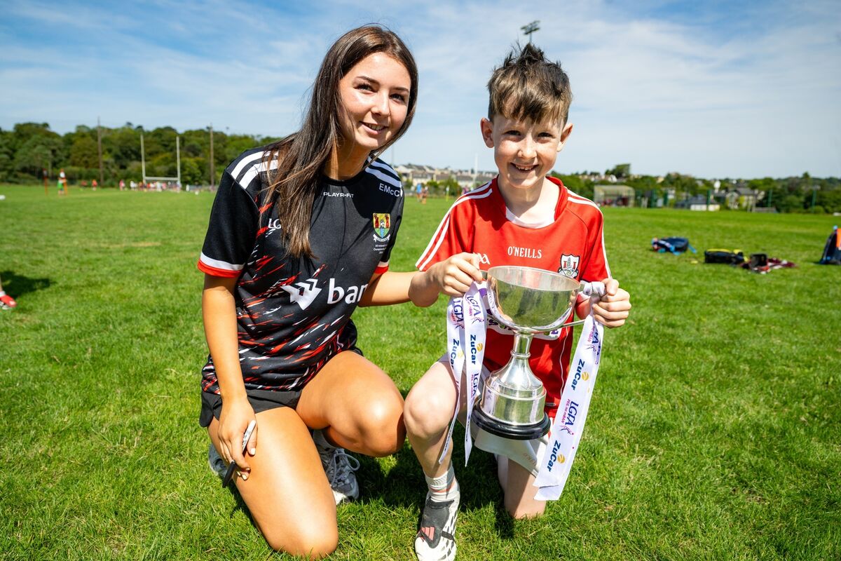 Evelyn McCarthy with Cathal Walsh at Bandon GAA Cúl Camp.