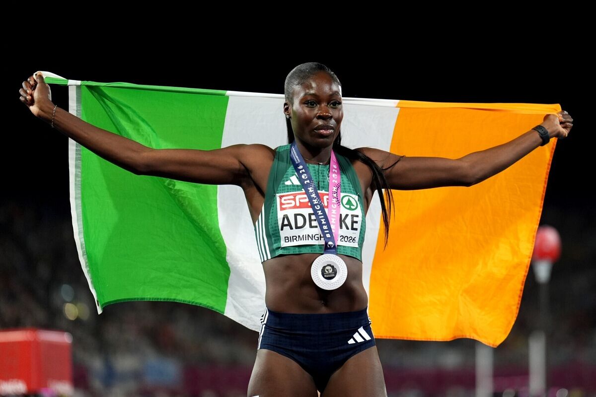 Silver medalist Rhasidat Adeleke of Ireland during the Women's 200m Final on day four of the 2026 European Athletics Championship at Perry Barr's Alexander Stadium, Birmingham