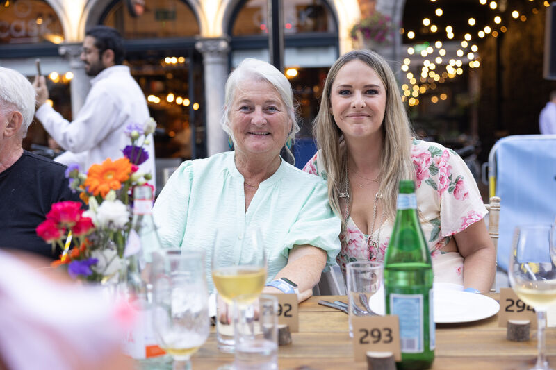 Colette Twomey, Clonakilty Blackpudding and Clara O’Neill, vice-president of Cork Business Association at the long table event. Picture: Darragh Kane.