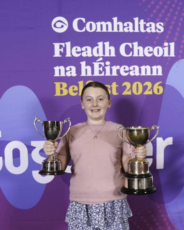 Muirne Ní Choileáin of CCÉ Beal Átha an Spidéal, Corcaigh, won the Peig Needham Cup for Flute (under 12 years) and the Catherine O’Grady Cup Flute Slow Airs (under 12 years). Muirne Ní Choileáin of CCÉ Beal Átha an Spidéal, Corcaigh, won the Peig Needham Cup for Flute (under 12 years) and the Catherine O’Grady Cup Flute Slow Airs (under 12 years).