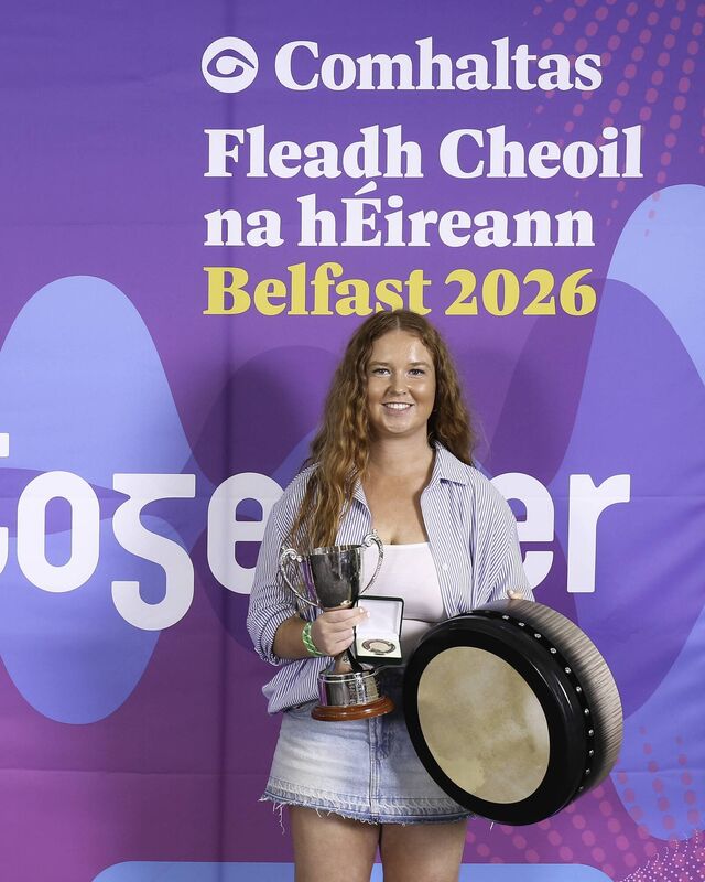 Aoibheann Ní Dhrisceollof CCÉ Baile Núis, Corcaigh, took first place in the Junior Davy Cup for Bodhrán (over 18 years). Aoibheann Ní Dhrisceollof CCÉ Baile Núis, Corcaigh, took first place in the Junior Davy Cup for Bodhrán (over 18 years).
