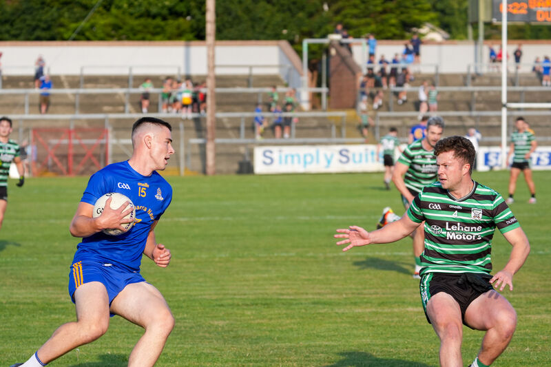 St Finbarr’s Rickey Barrett makes his way around Dylan Ward of Douglas. Picture: Noel Sweeney St Finbarr’s Rickey Barrett makes his way around Dylan Ward of Douglas. Picture: Noel Sweeney