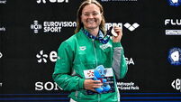 Mona Mc Sharry celebrates after winning the bronze medal 14/8/2026