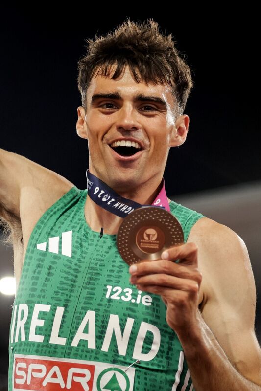 Men’s 1500m Final: Ireland’s Andrew Coscoran celebrates winning a bronze medal Men’s 1500m Final: Ireland’s Andrew Coscoran celebrates winning a bronze medal