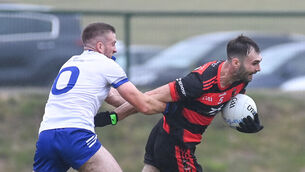 <p> Newmarket's Aidan Browne is tackled by Ciarán Ó Duinnin of Cill Na Martra during their Senior A FC clash at Clondrohid. Picture: David Keane.</p> <p> Newmarket's Aidan Browne is tackled by Ciarán Ó Duinnin of Cill Na Martra during their Senior A FC clash at Clondrohid. Picture: David Keane.</p>