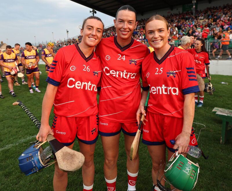 Cork's Ashlong Thompson (centre) with Mary O'Connell and Laura Murphy at last year's match. Picture: Inpho/James Crombie