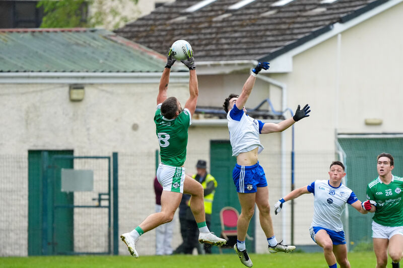 Ballincollig’s Peter O’Neill wins a high ball. Picture: Noel Sweeney Ballincollig’s Peter O’Neill wins a high ball. Picture: Noel Sweeney