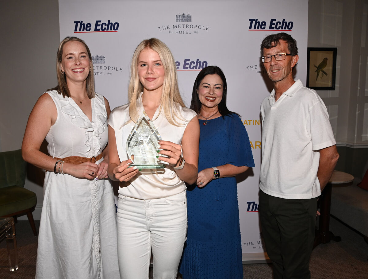 Elle-Kate McRae is presented with The Echo Women in Sport award for July, in association with The Metropole hotel, by: Nicola Cullinane,marketing brand manager Irish Examiner/The Echo; Sandra Murphy, group brand and communications manager Trigon Hotels and Rory Noonan, The Echo. Picture: Eddie O'Hare
