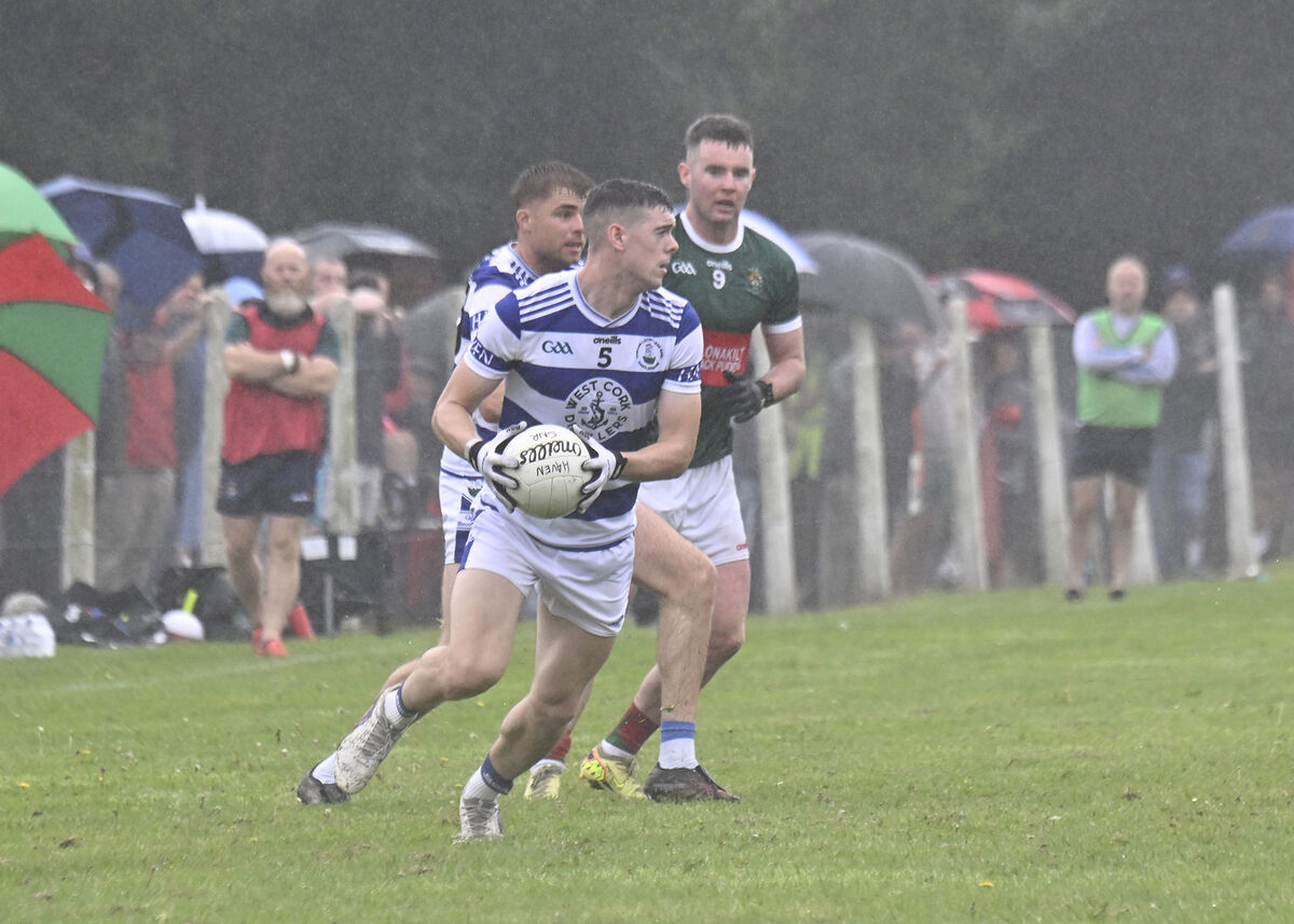 Castlehaven's Rory Maguire looks for his options against Clon in the McCarthy Insurance Group Premier Senior Football Championship in Rosscarbery. Picture: Martin Walsh. Castlehaven's Rory Maguire looks for his options against Clon in the McCarthy Insurance Group Premier Senior Football Championship in Rosscarbery. Picture: Martin Walsh.