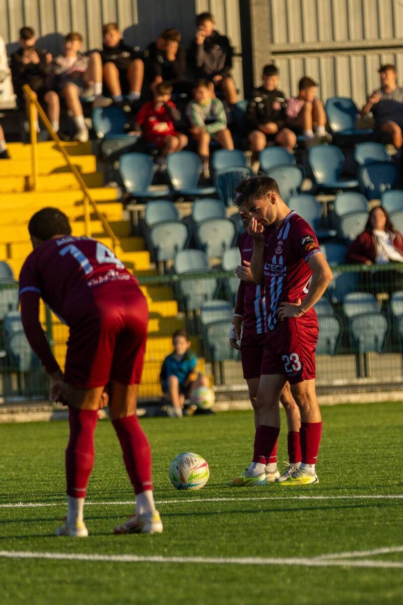 Cobh Ramblers Shane Griffin stands over the ball preparing to take a free kick against Treaty United in the Airtricity First Division League game in St Colman's Park. Picture: Adam Sheehan