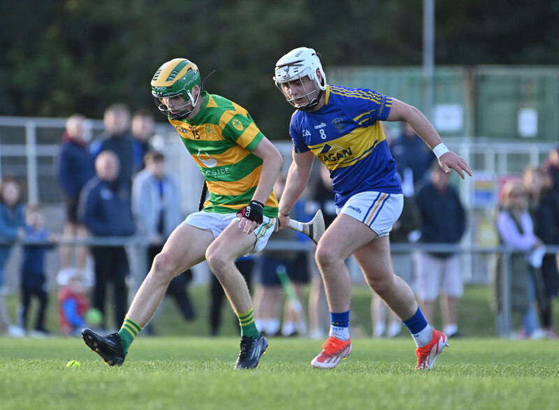 Conor Stack, Blackrock, is first to this breaking ball ahead of Jarlath Cullimore, Carrigtwohill, in last season's meeting. Picture: Dan Linehan Conor Stack, Blackrock, is first to this breaking ball ahead of Jarlath Cullimore, Carrigtwohill, in last season's meeting. Picture: Dan Linehan